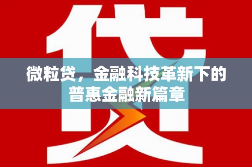 朗县微粒贷，金融科技革新下的普惠金融新篇章